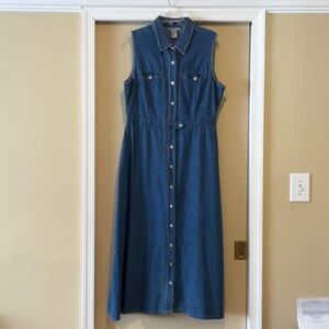 90's silhouette Vintage Northern Isles sleeveless denim maxi dress 16 all cotton